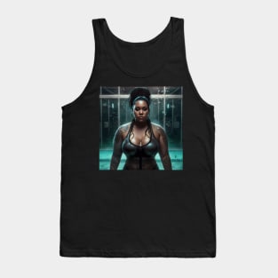 Summer Vibes, Curvy Summer, Beautiful Superwoman, Swimmer Athlete. Female are strong. Sticker Tank Top
